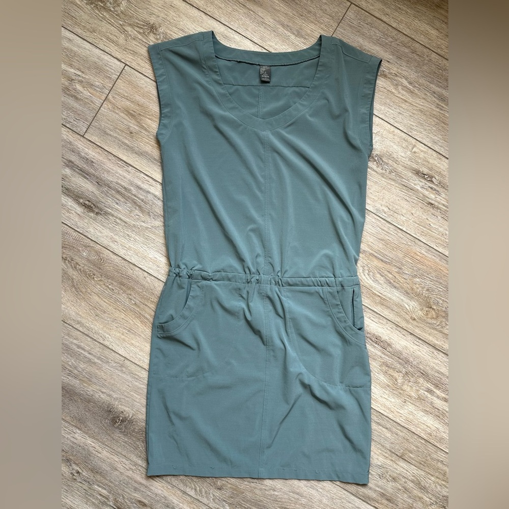Prana Drawstring Waist Dress Smoky Blue XS